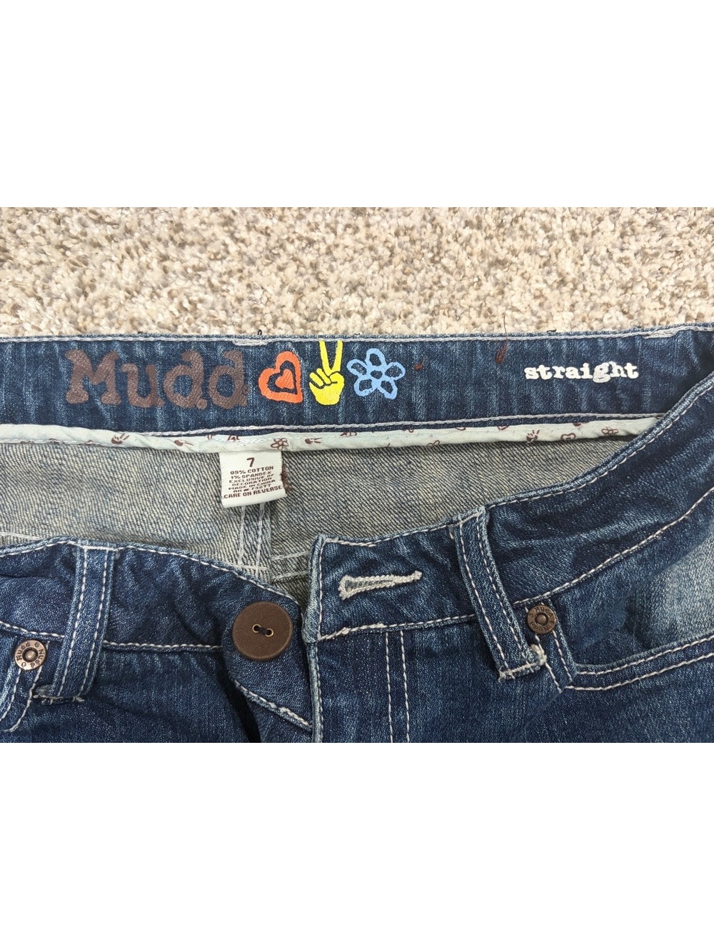 Vintage Y2K Mudd Straight Leg Jeans Juniors Size 7 Blue Denim Retro